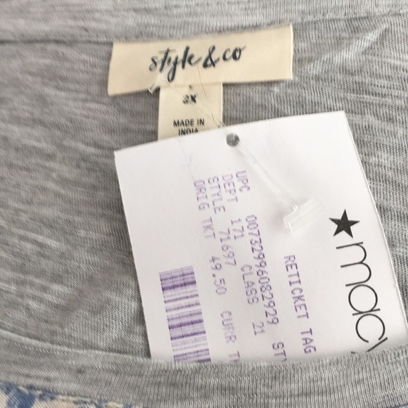 NEW Style & Co Plus Size Blouse Patchwork Top Short Sleeve Women’s Plus 3X - Picture 4 of 7